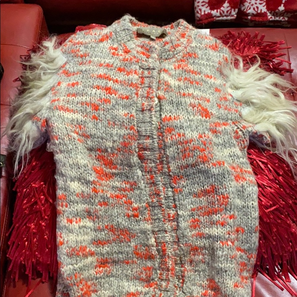 Space style fur shoulder sweater